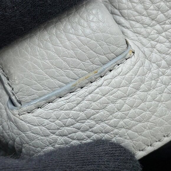 PRADA Punching logo Tote Bag Size Small Leather Gray - Picture 11 of 16